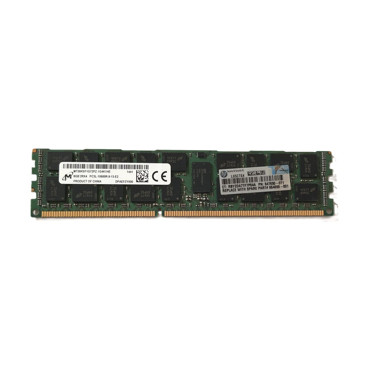 PAMIĘĆ HP MICRON 8GB 2Rx4 PC3L-10600R ECC MT36KSF1G72PZ-1G4K1HE 647650-071