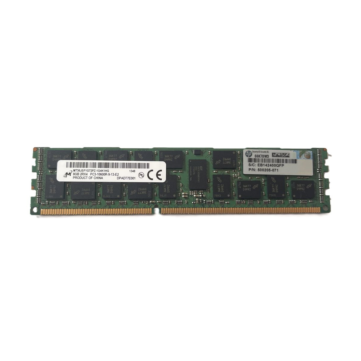 PAMIĘĆ HP MICRON 8GB 2Rx4 PC3-10600R ECC MT36JSF1G72PZ-1G4K1HG 500205-071