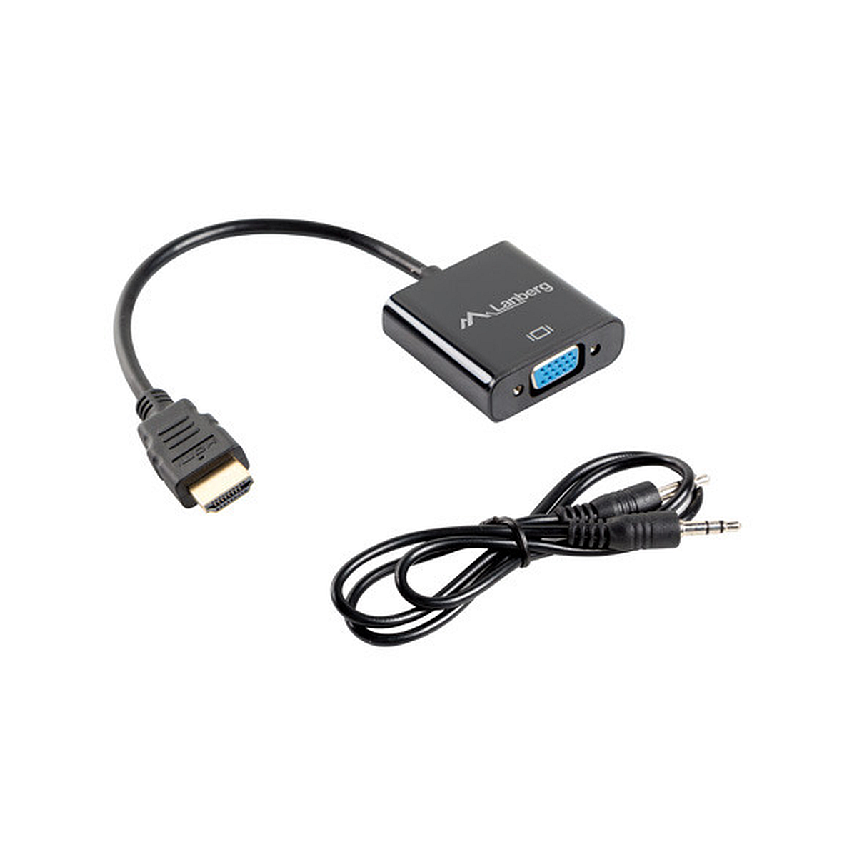 NOWY ADAPTER PRZEJŚCIÓWKA LANBERG HDMI M NA VGA Z 2xMINI JACK NA KABLU