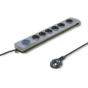 LISTWA ZASILAJĄCA ANTYPRZEPIĘCIOWA QOLTEC QUICK SWITCH 6 GNIAZD 3M SZARA