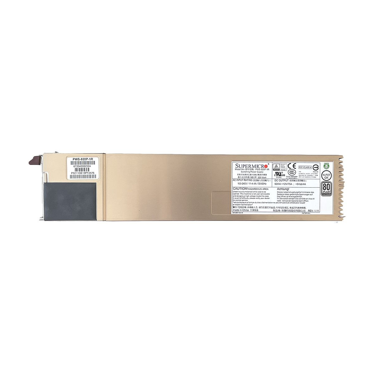 ZASILACZ 1U 920W SUPERMICRO SC826 80+ PLATINUM PWS-920P-1R