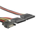 NOWY KABEL ZASILAJĄCY QOLTEC 2xSATA 15PIN ŻEŃSKI NA 1xSATA 15PIN MĘSKI 50CM
