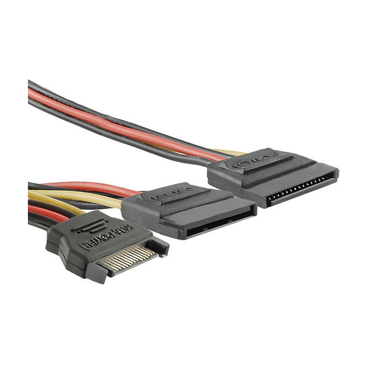 NOWY KABEL ZASILAJĄCY QOLTEC 2xSATA 15PIN ŻEŃSKI NA 1xSATA 15PIN MĘSKI 50CM
