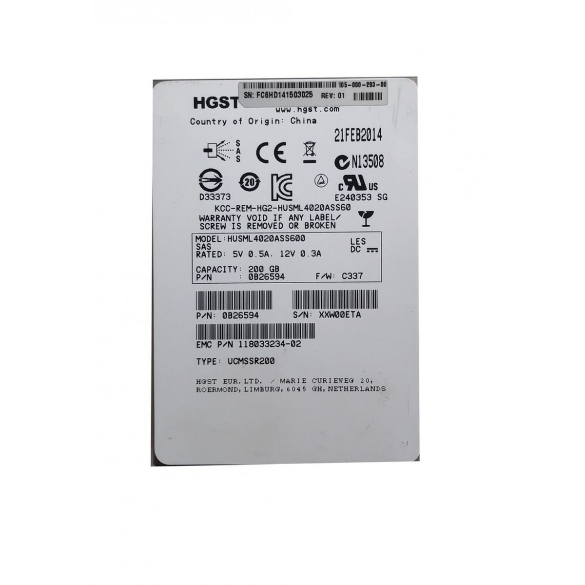 DYSK EMC HGST 200GB SAS 10K 6G 2,5 0B26594