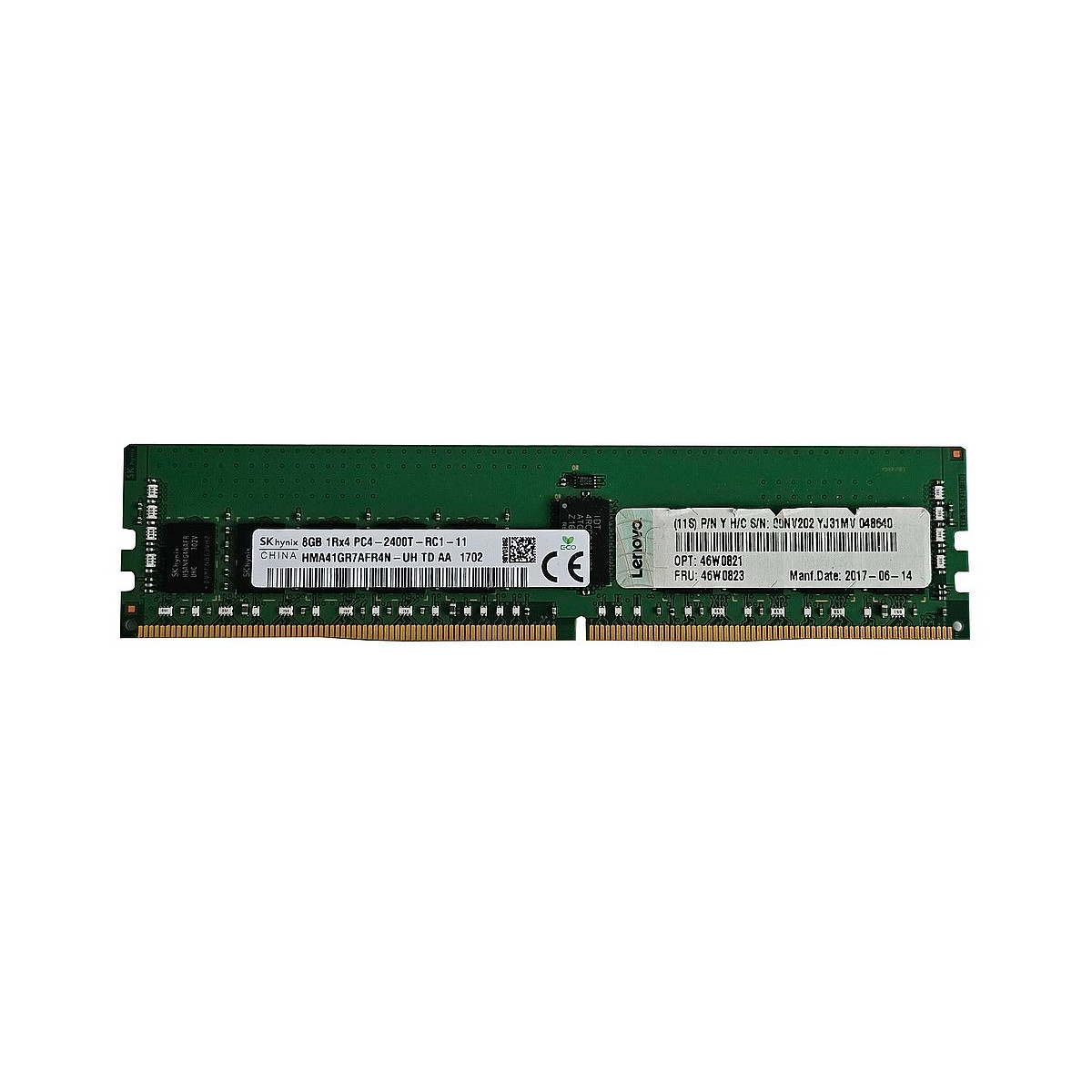 LENOVO HYNIX 8GB 1Rx4 PC4-2400T ECC REG HMA41GR7AFR4N-UH 46W0823