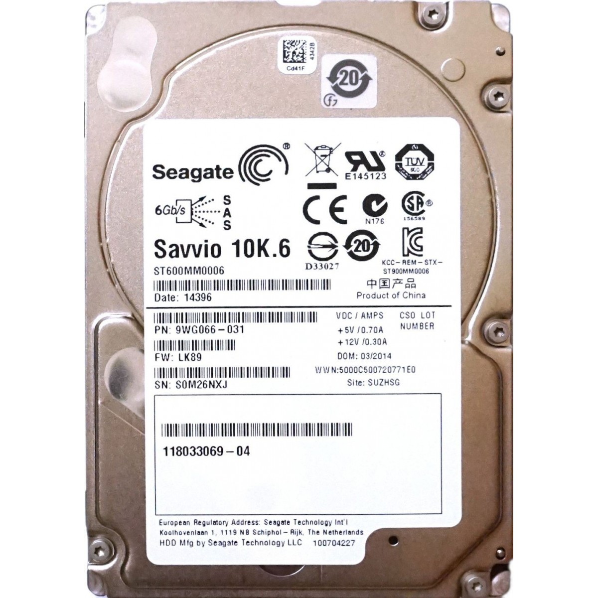 EMC SAVVIO 10K.6 600GB SAS VNX 2,5 118033069-04