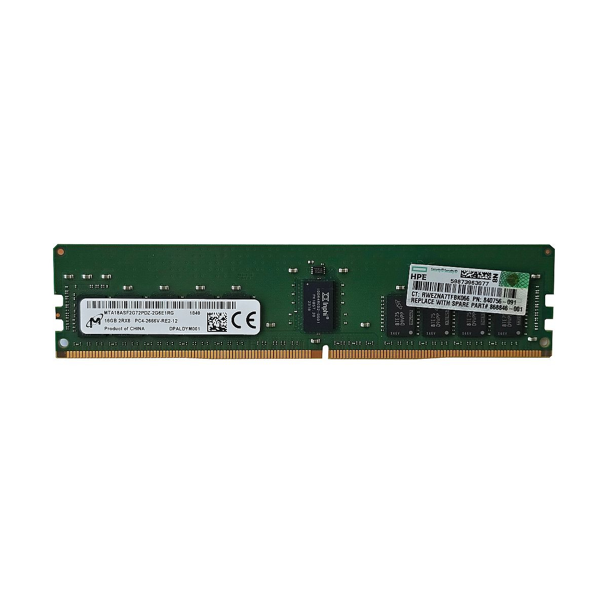 HP MICRON 16GB 2Rx8 PC4-2666V ECC REG 840756-091 MTA18ASF2G72PDZ-2G6E1RG