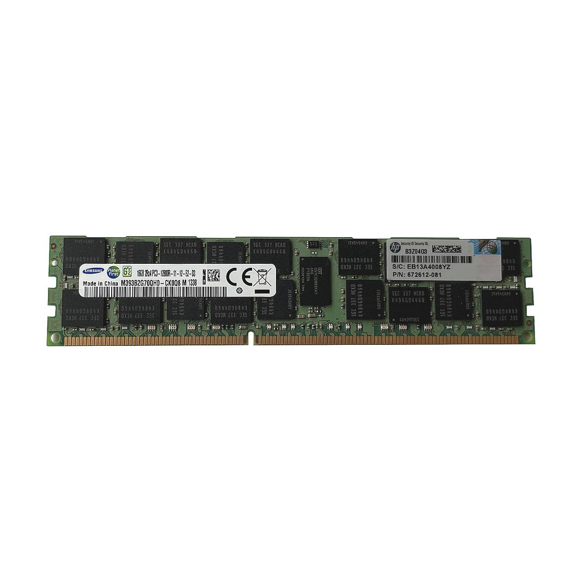 HP SAMSUNG 16GB 2Rx4 PC3-12800R ECC REG M393B2G70QH0-CK0Q8 672612-081