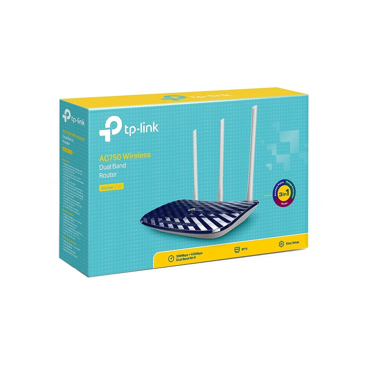 NOWY ROUTER TP-LINK ARCHER AC750 C20 WiFi 5 DUAL BAND 1xWAN 4xLAN 733Mbps