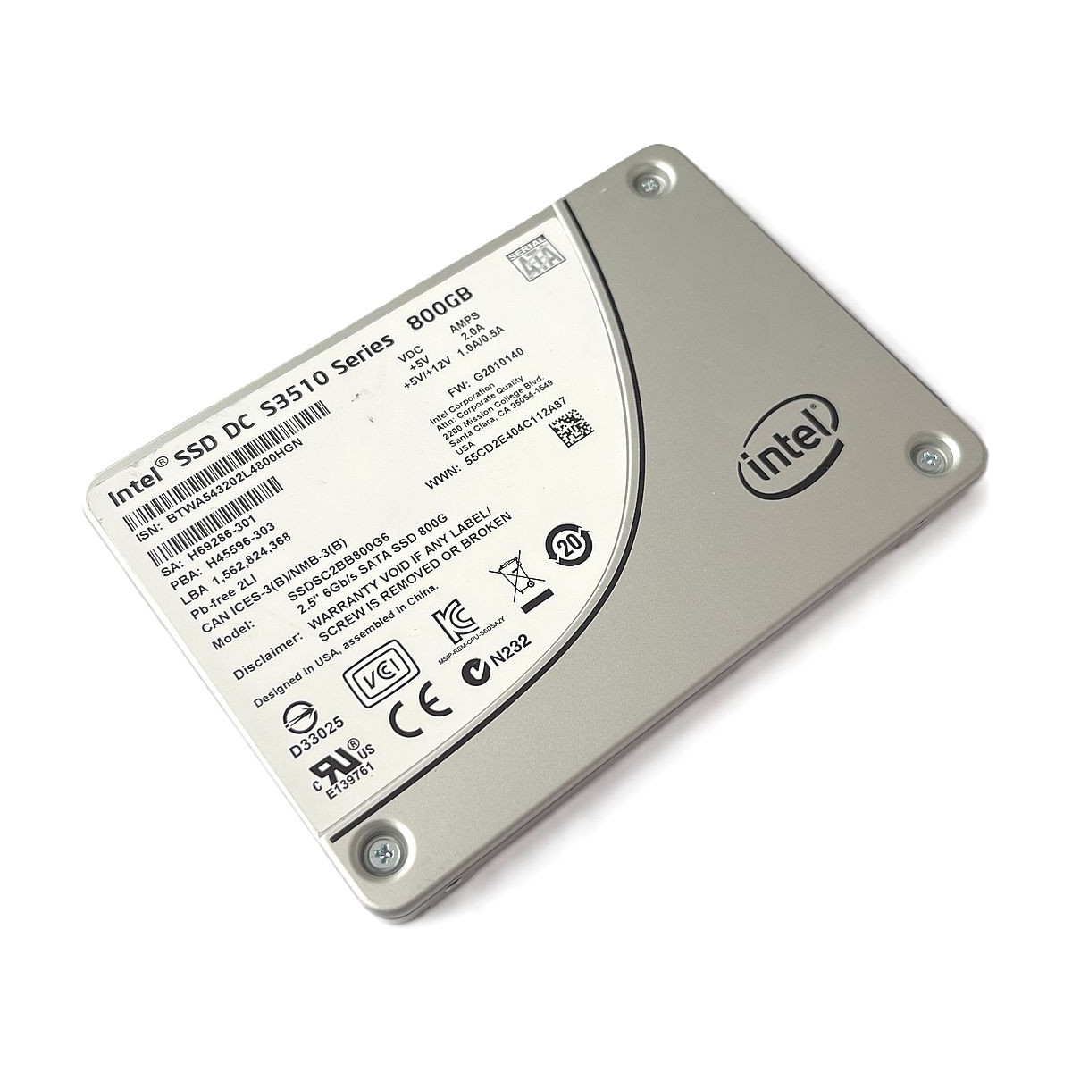 DYSK INTEL DC S3510 800GB SSD SATA III 6G 2,5 MLC SSDSC2BB800G6 H69286-301