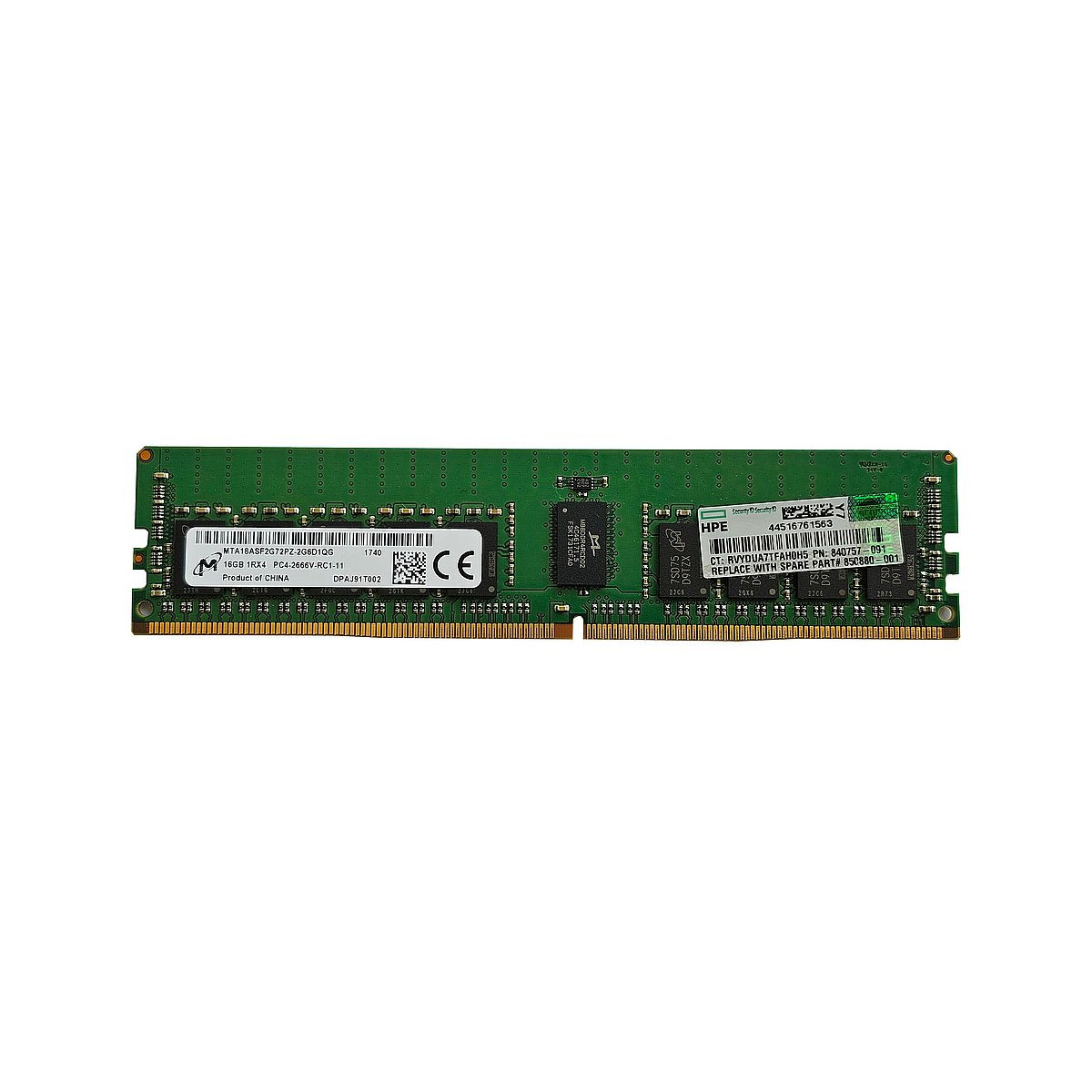 HP MICRON 16GB 1Rx4 PC4-2666V ECC REG 840757-091 MTA18ASF2G72PZ-2G6D1QG