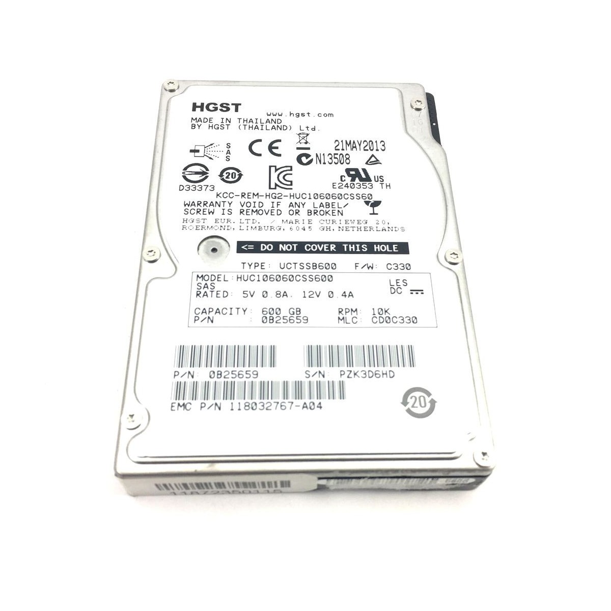 EMC HITACHI 600GB SAS 10K 6G 2.5 118032767-A04