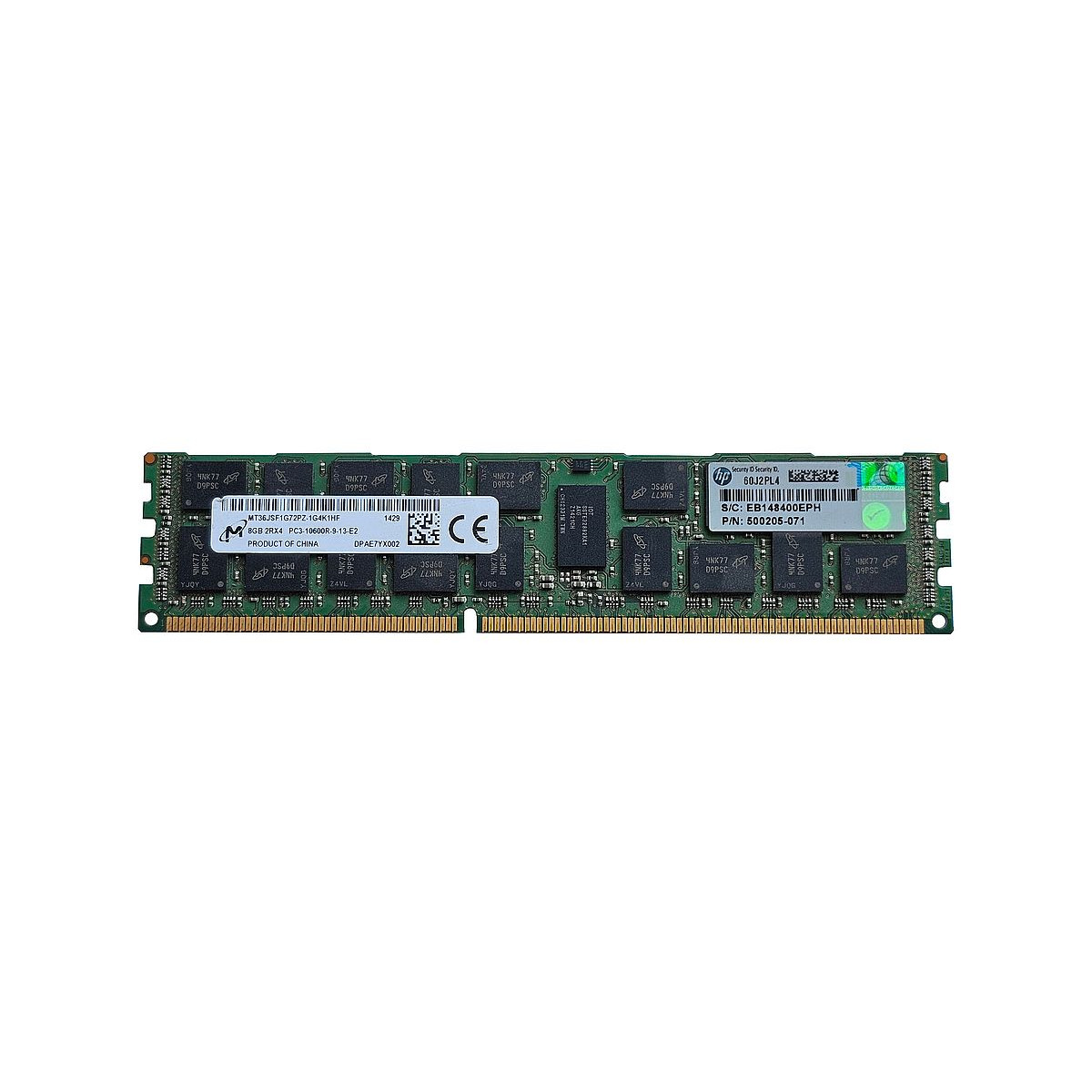 HP MICRON 8GB 2Rx4 PC3-10600R ECC REG MT36JSF1G72PZ-1G4K1HF 500205-071