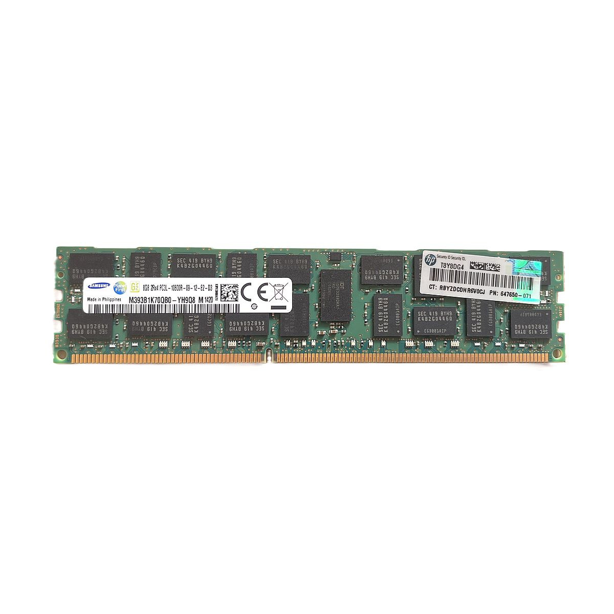 HP SAMSUNG 8GB 2Rx4 PC3L-10600R ECC REG M393B1K70QB0-YH9Q8 647650-071