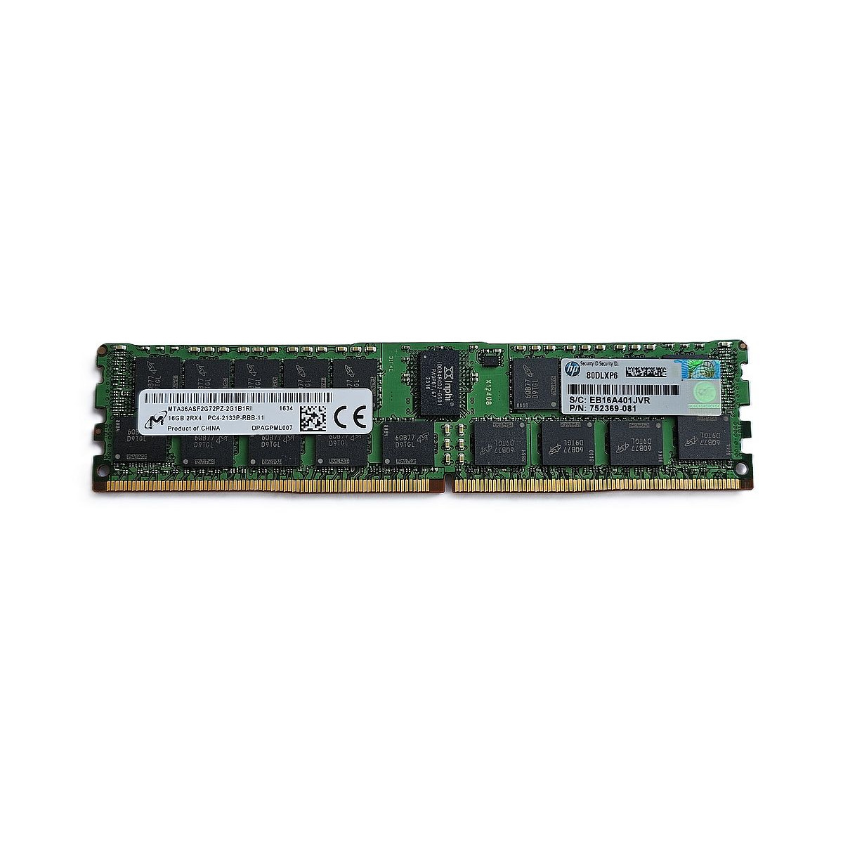 HP MICRON 16GB 2Rx4 PC4-2133P ECC REG MTA36ASF2G72PZ-2G1B1RI 752369-081