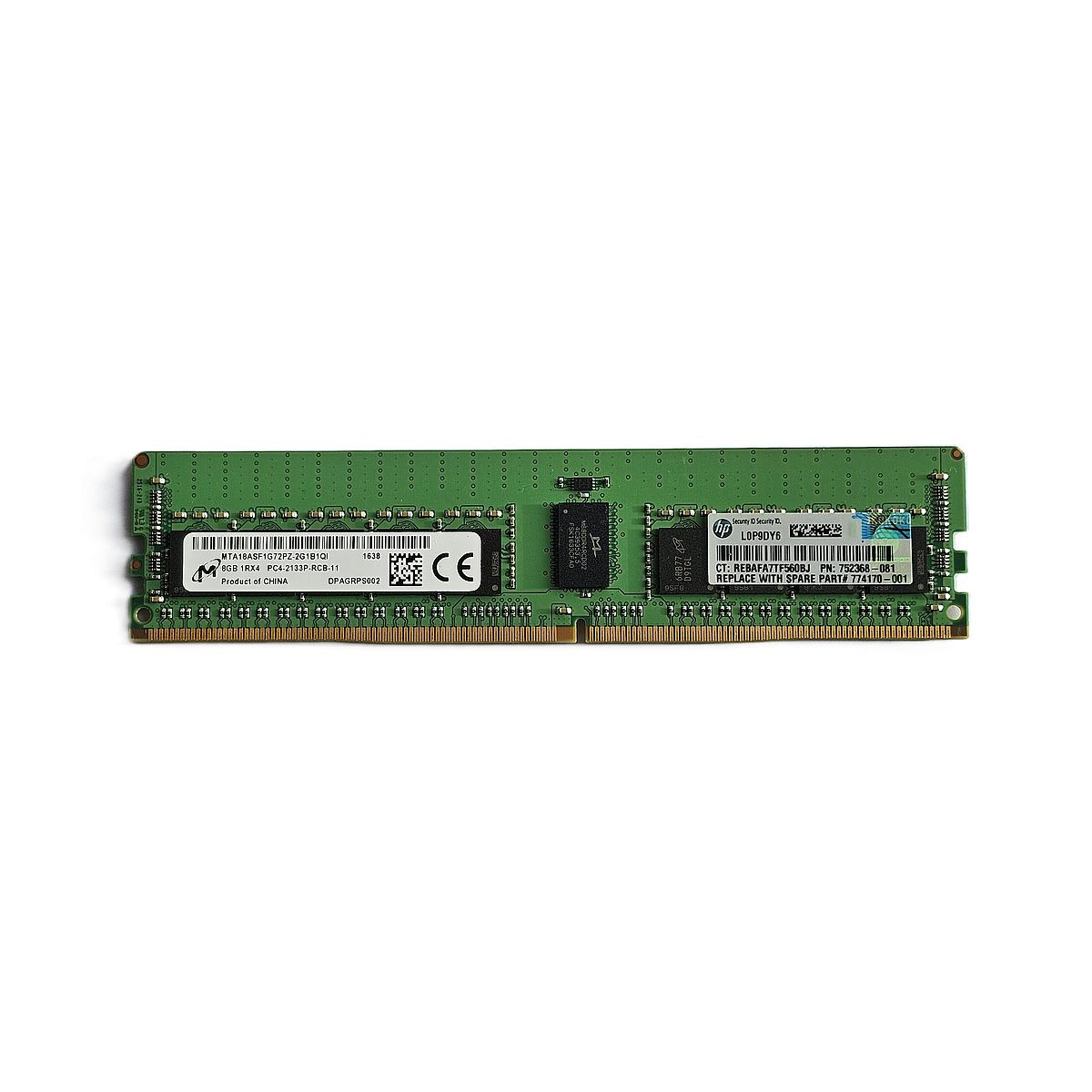 HP MICRON 8GB 1Rx4 PC4-2133P ECC REG MTA18ASF1G72PZ-2G1B1QI 752368-081