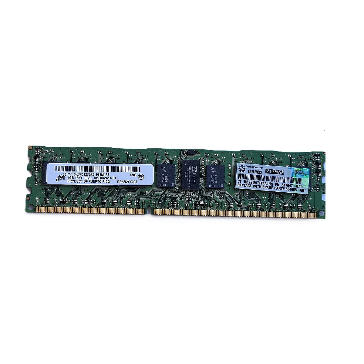 MICRON 4GB 1RX4 PC3L-10600R ECC REG MT18KSF51272PZ-1G4M1FE