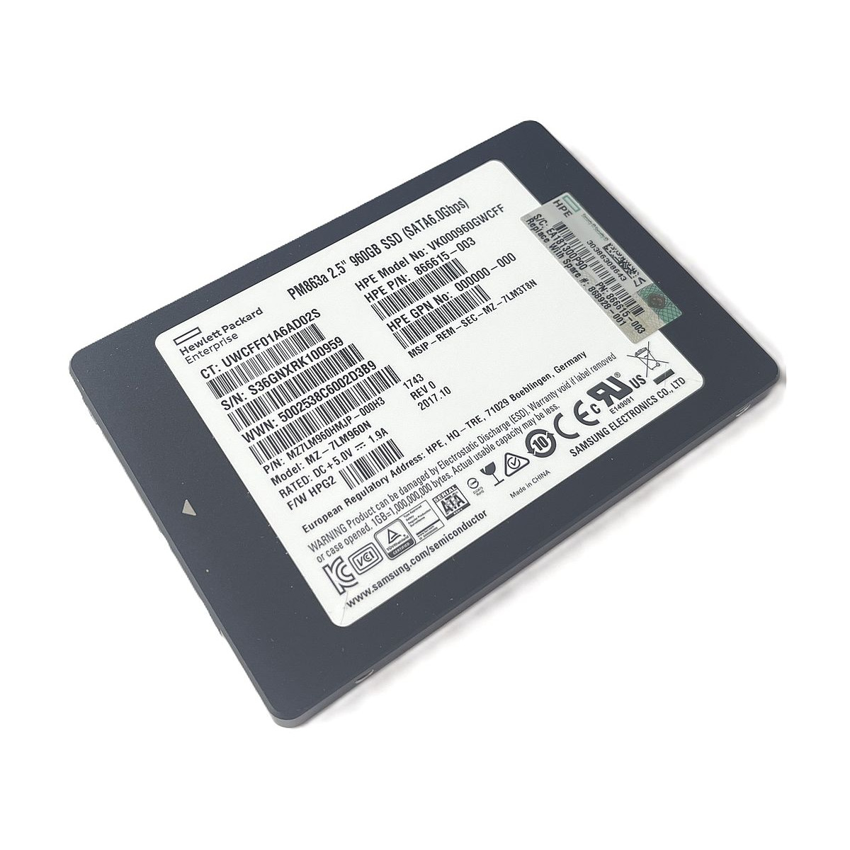 DYSK HP SAMSUNG PM863a 960GB SSD SATA 6G 2,5 MZ-7LM960N 866615-003
