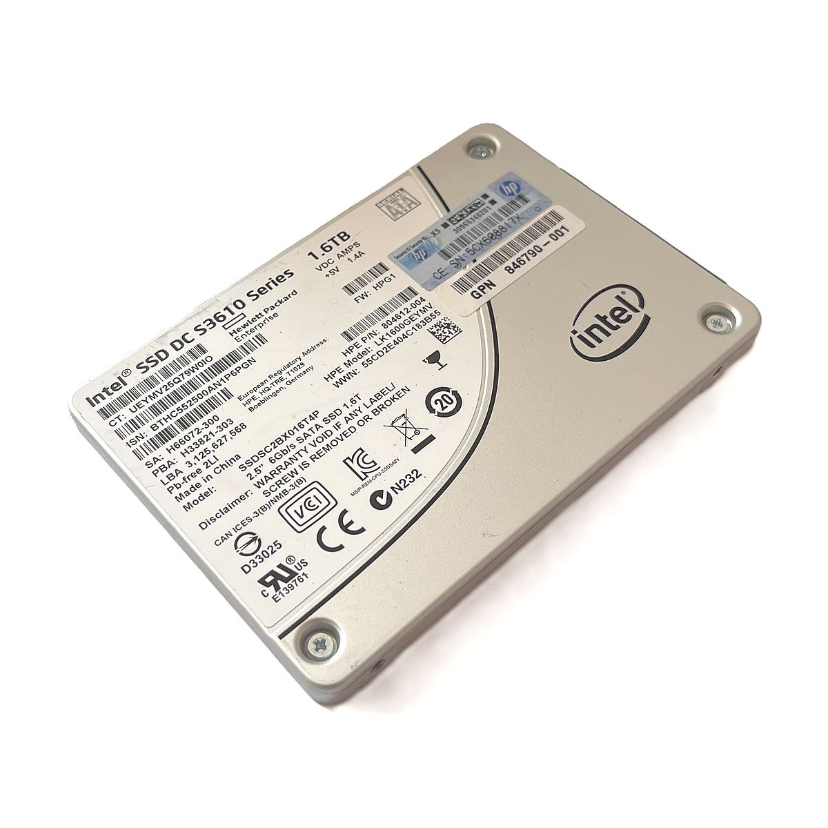 DYSK HP INTEL DC S3610 1.6TB SSD SATA 6G 2,5 SSDSC2BX016T4P 804612-004