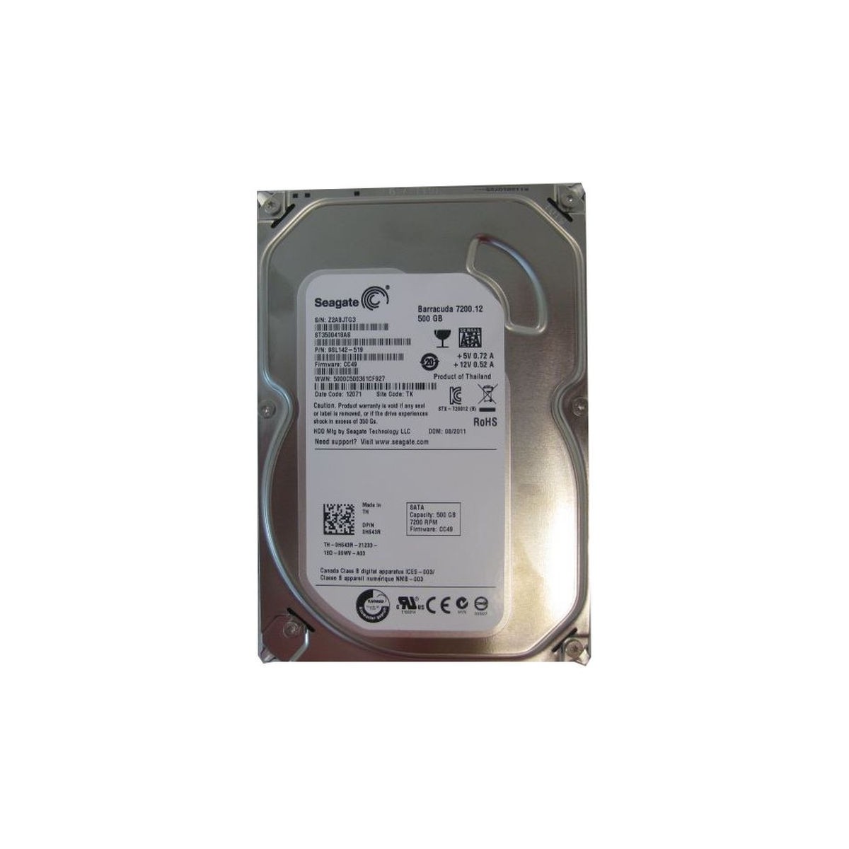 SEAGATE BARRACUDA 500GB SATA 3.5 16MB 7.2K 0H643R