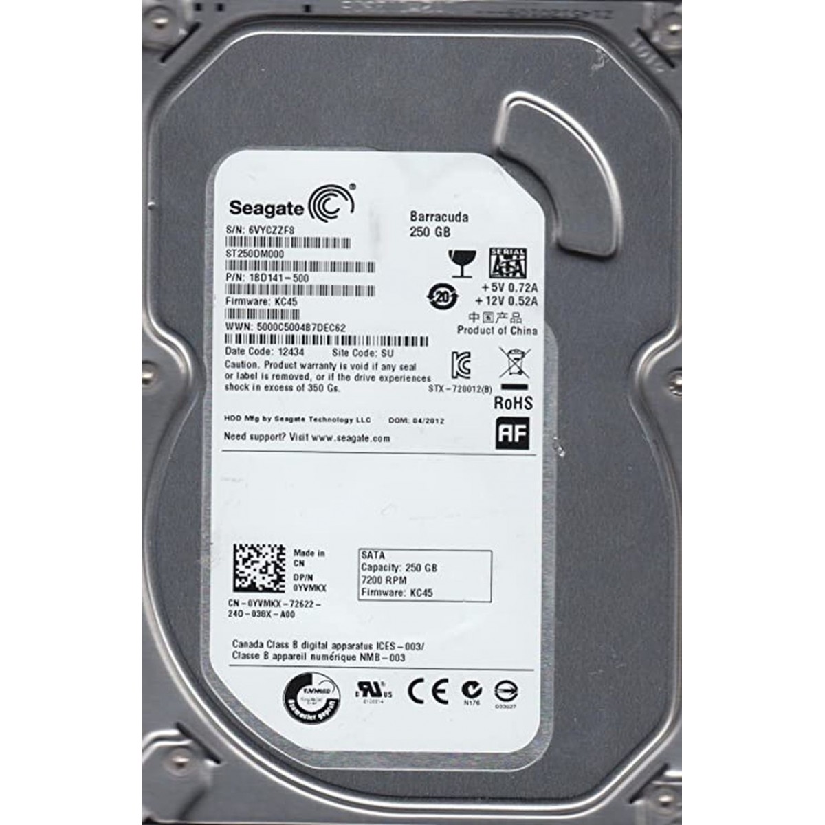 DELL SEAGATE 250GB SATA 7.2K  3,5" 0YVMKX
