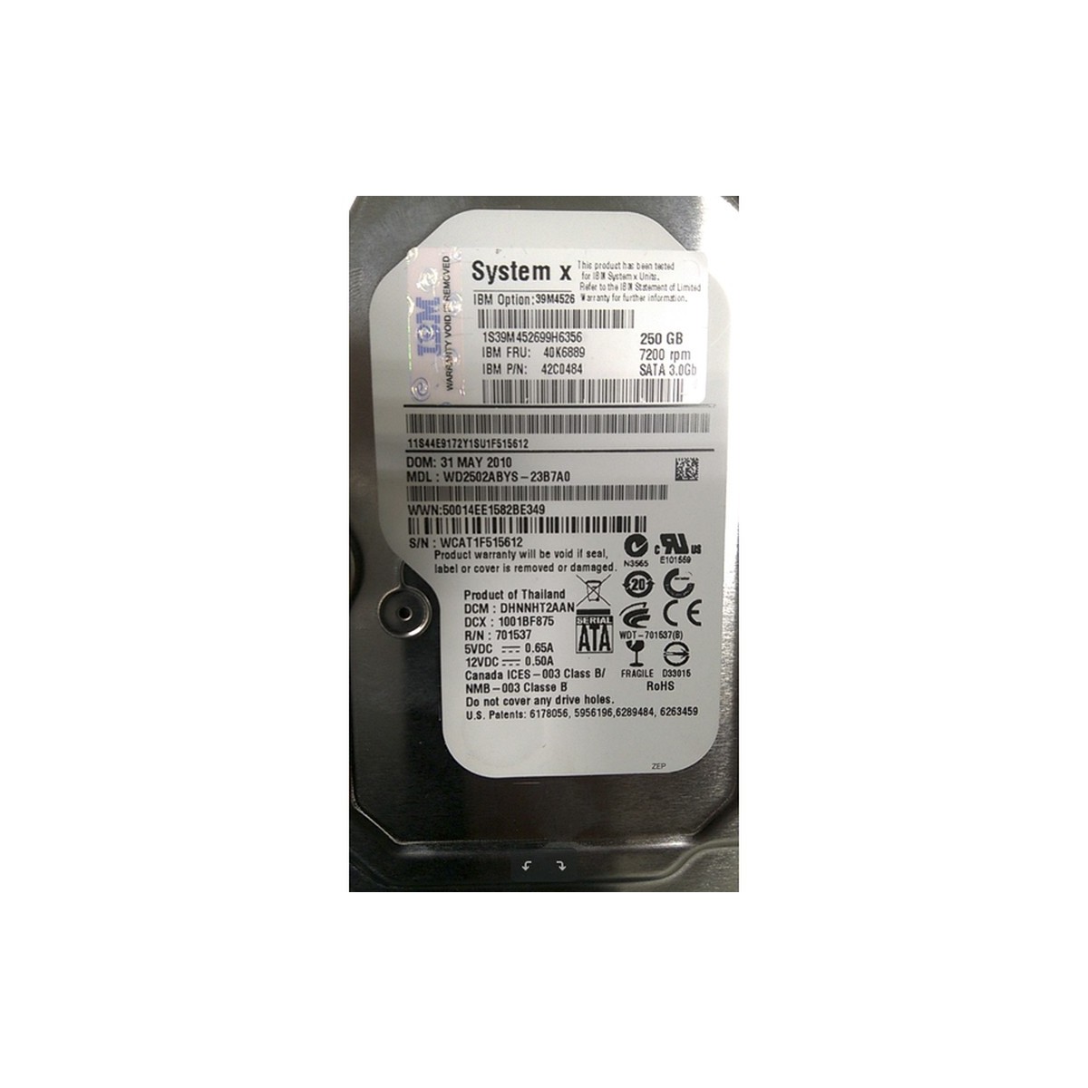 DYSK IBM 250GB SATA 7.2K 3G 3,5 42C0484