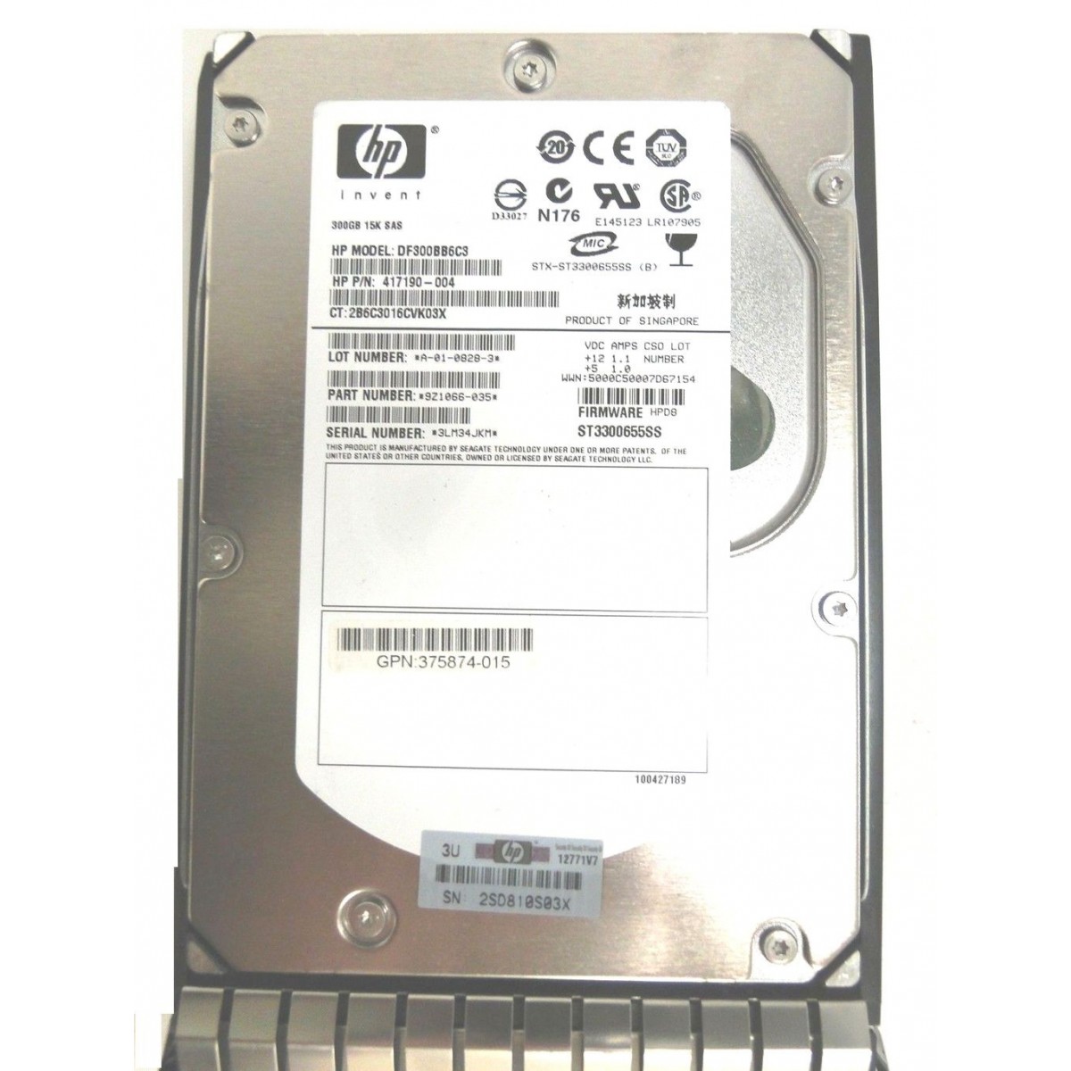 DYSK HP 300GB SAS 15K 3G 3,5 417190-004 RAMKA