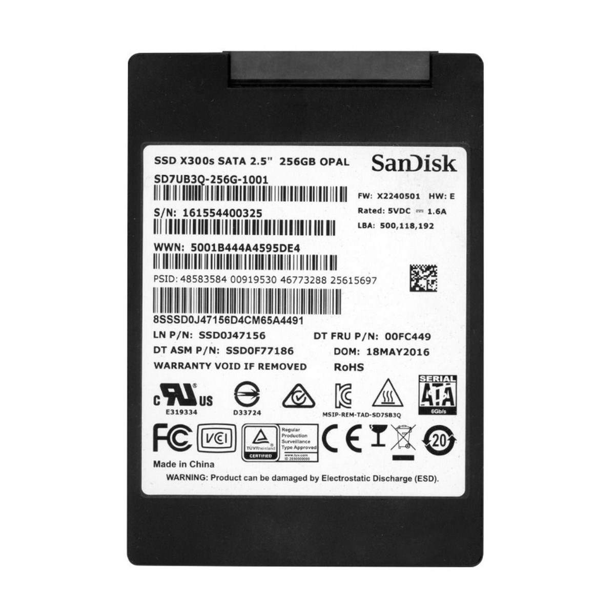 DYSK LENOVO SANDISK X300s 256GB SSD SATA III 6G 2,5 SD7UB3Q-256G 00FC449