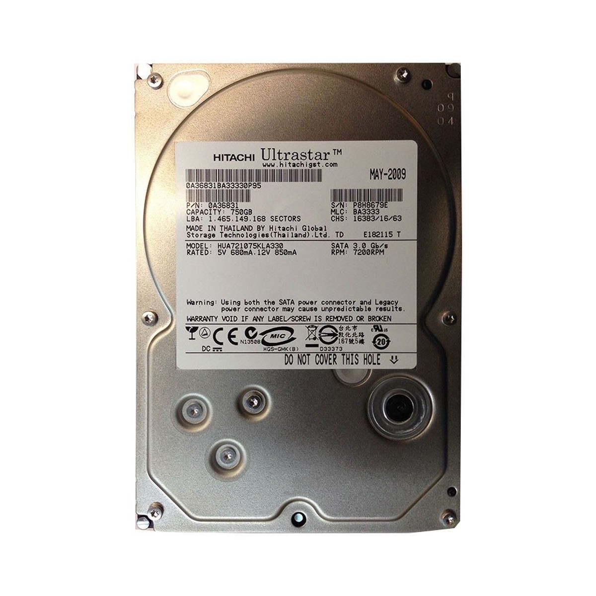 IBM NETAPP HITACHI 750GB SATA 3G 7.2K 3,5 45E0884