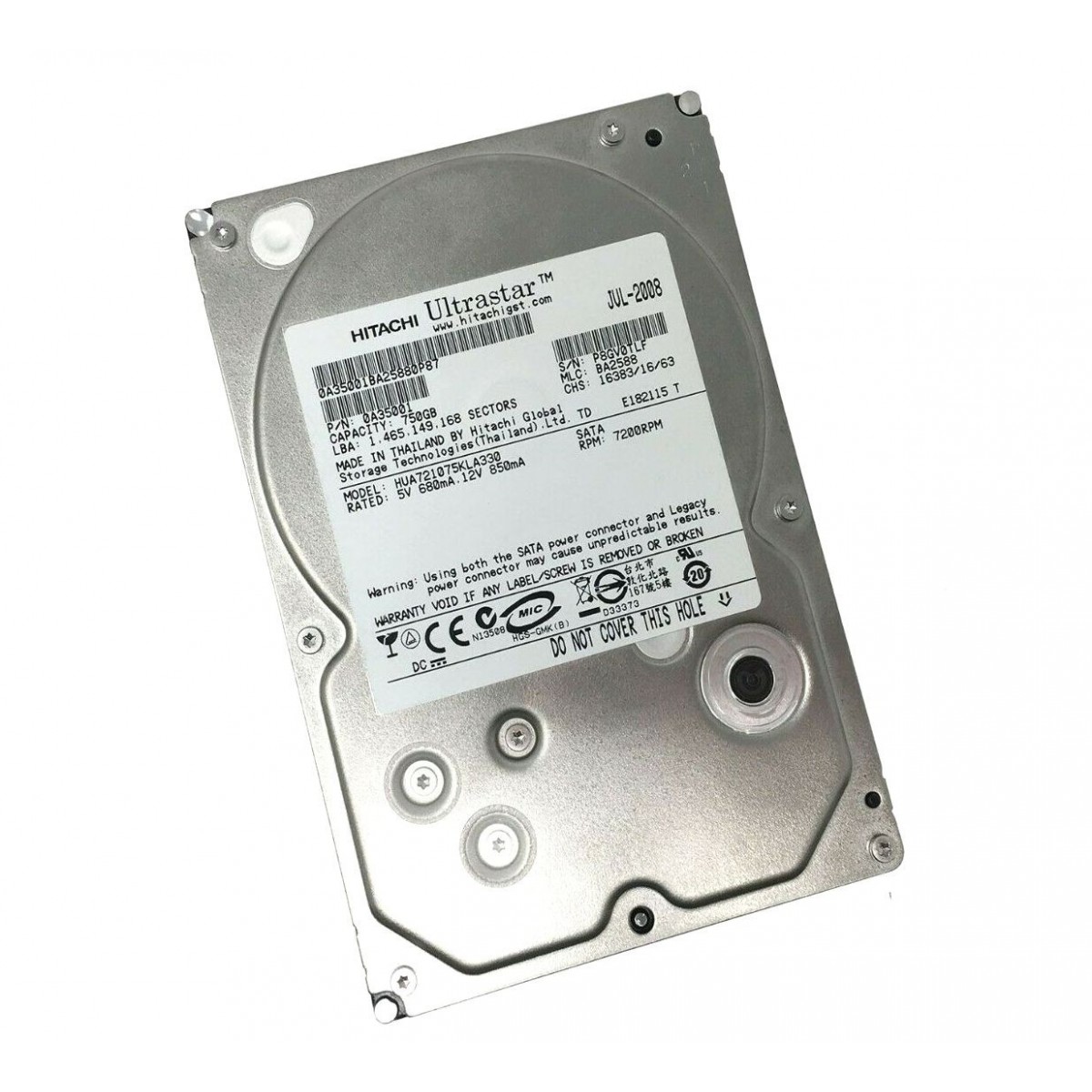 HITACHI ULTRASTAR 750GB SATA 3G 7.2K 3,5 0A35001