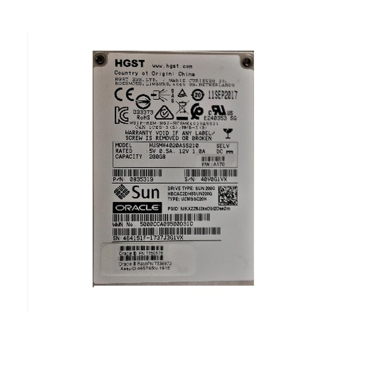 SUN ORACLE HGST 200GB SAS SSD 10K 6GB 2.5 7350578