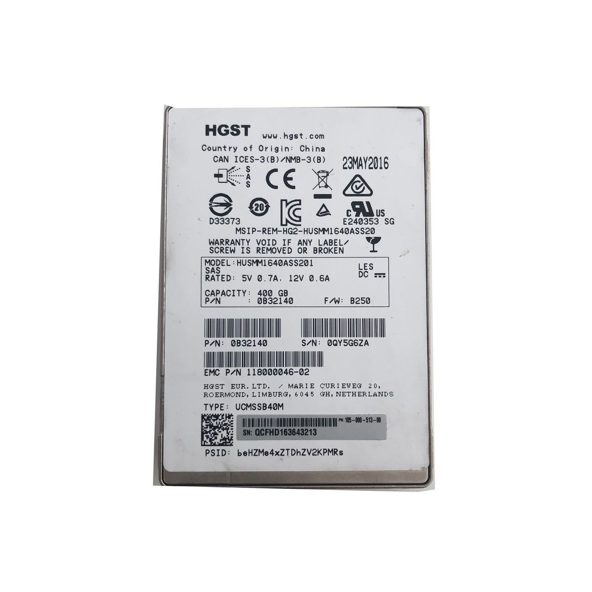 DYSK EMC HGST 400GB SAS SSD 12K 2,5 0B32140