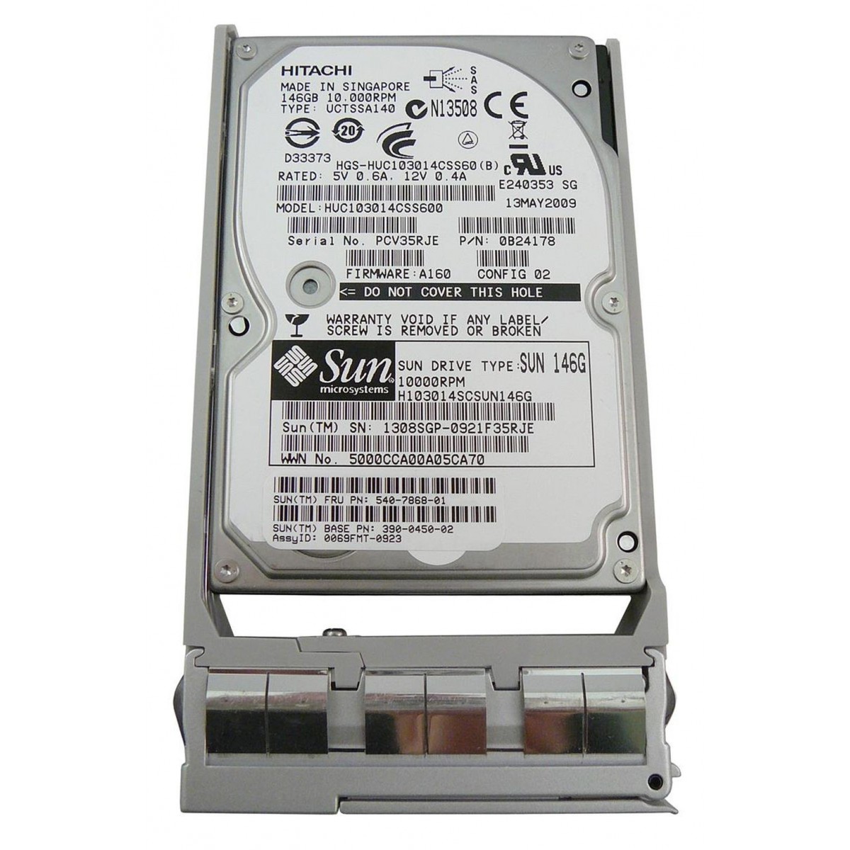 SUN HITACHI 146GB SAS 10K 6G 2,5 RAMKA 540-7868-01