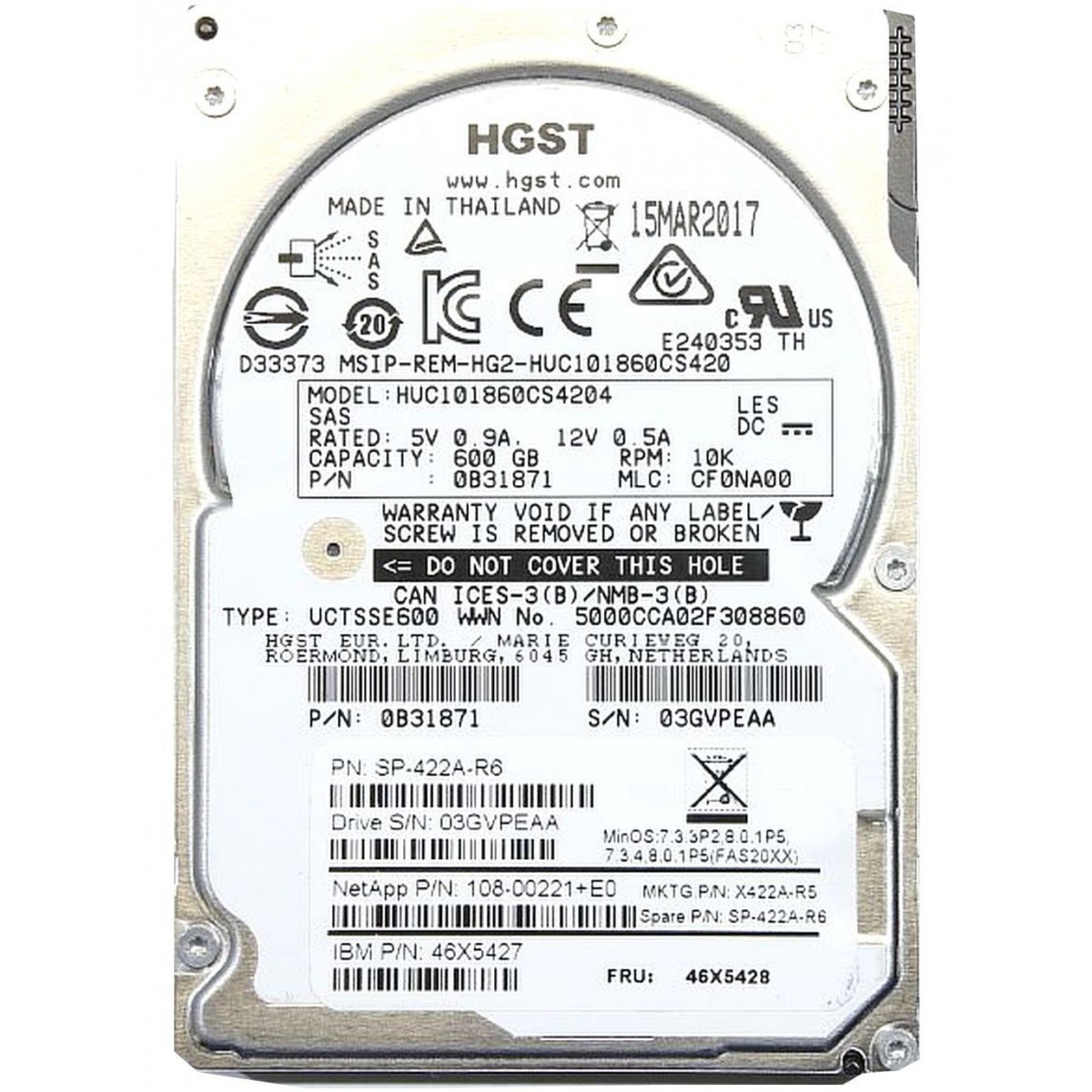 HITACHI IBM 600GB SAS 10K 12G 2,5 HUC101860CS4204