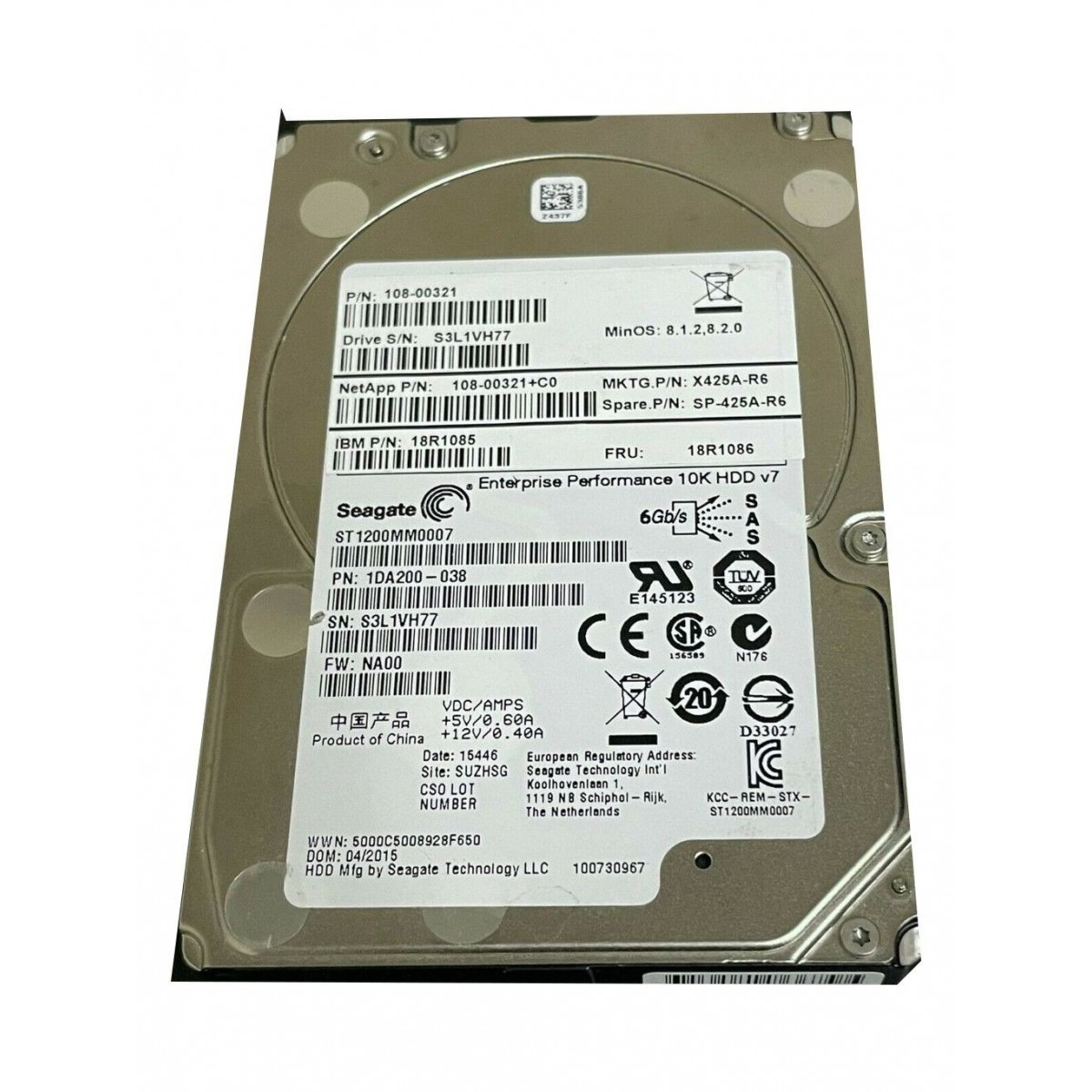 NetApp IBM 18R1085 1.2TB 10K SAS 2.5” 108-00321
