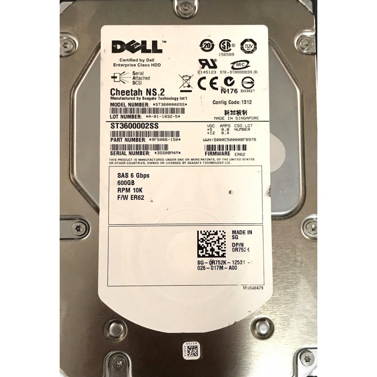 DYSK 600GB DELL SAS 3,5 10K 6G 0R752K