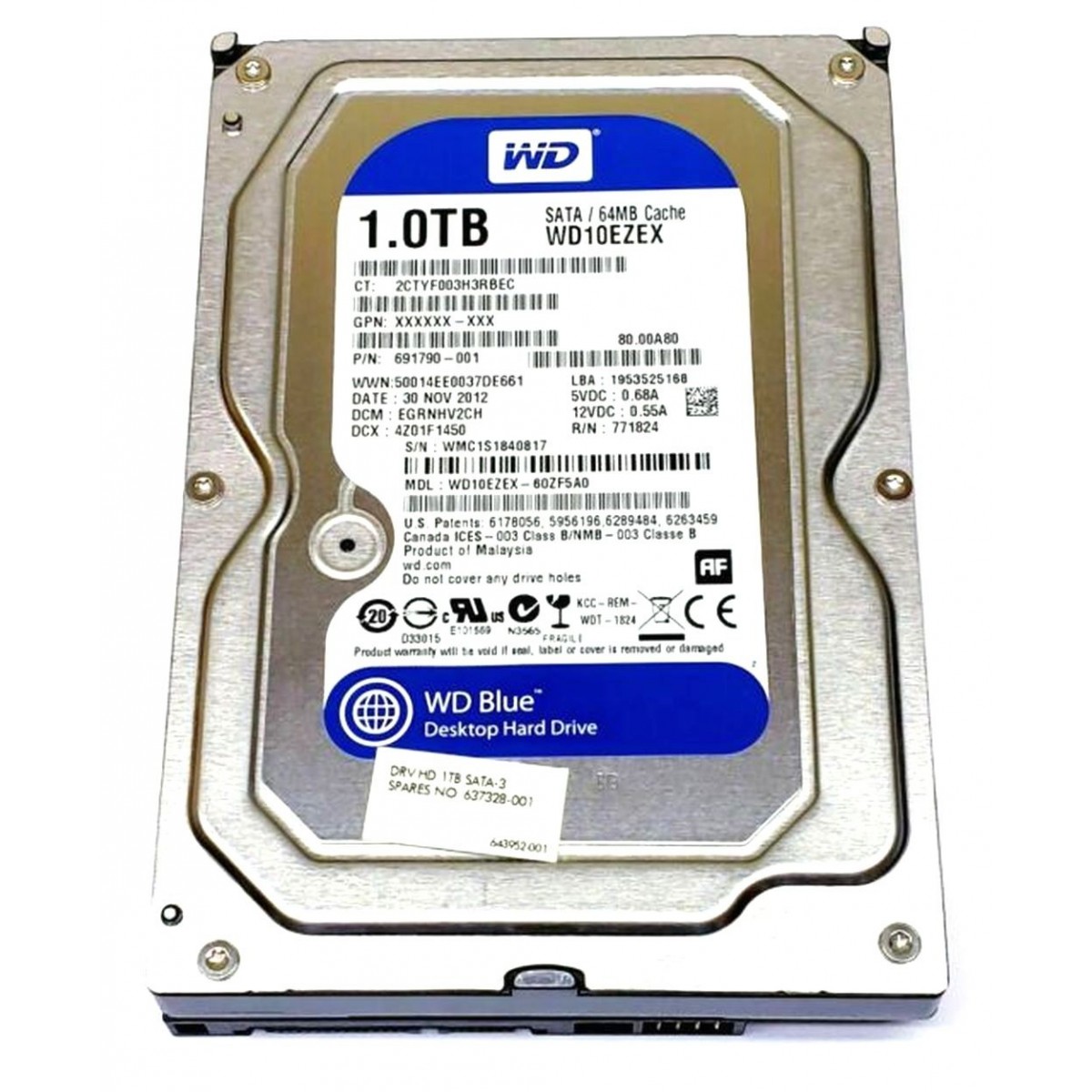 HP WD BLUE WD10EZEX 1TB SATA 64MB 3,5 691790-001